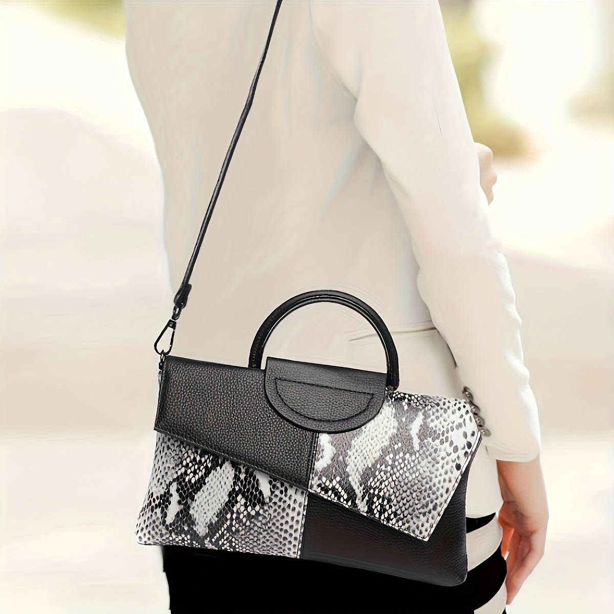 2025 Women's Evening Crocodile-Embossed Crossbody Clutch - Detachable Strap, Magnetic Closure, Fade-Resistant, Red/Black, Versatile for Weddings, Parties & Formal Events, Wedding Accessory, Elegant Accessory, Faderesistant Fabric