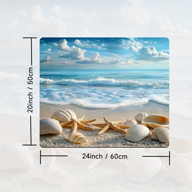 TEMU 1pc, Tapis de protection anti-poussière pour machine à laver, tapis de séchage pour vaisselle, avec motif de et de coquillages avec étoiles de