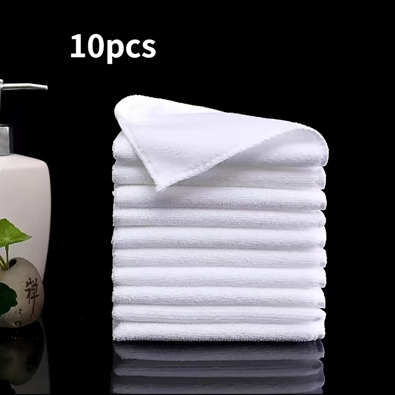 TEMU 10 White Small Washcloths, 11.8in*11.8in Rectangular Fabric, Versatile Durable Household Towel, Suitable For Home, Hotel, Camping Bathroom