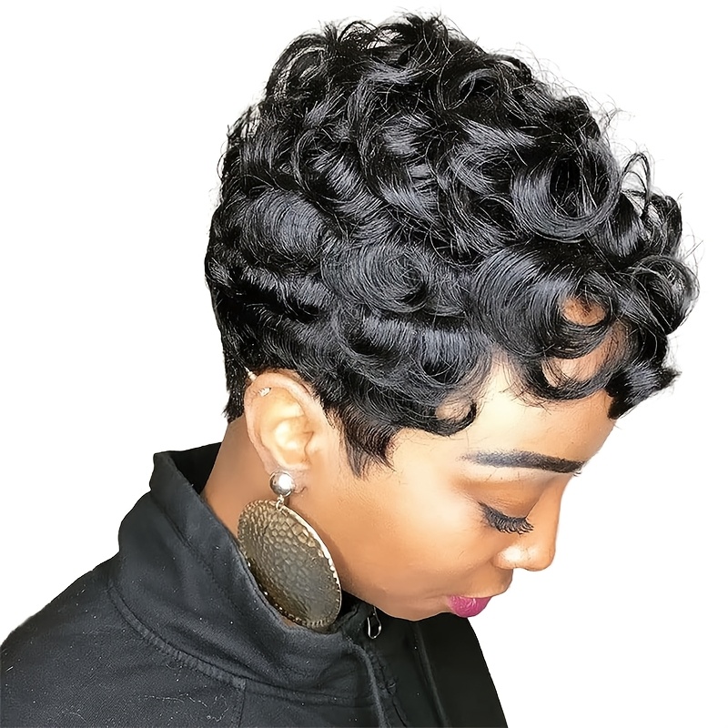 short wigs short black curly wigs synthetic hair - Temu  display picture 2