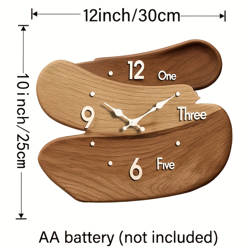 1pc JFHT Wooden Wall Clock - Unique Interlocking Design, Silent Non-Ticking, Artistic Timepiece for Home Decor, Ideal Gift, Battery Operated (AA Battery Not Included), Home Decor Clock | Modern Wall Clock | Wooden Clock