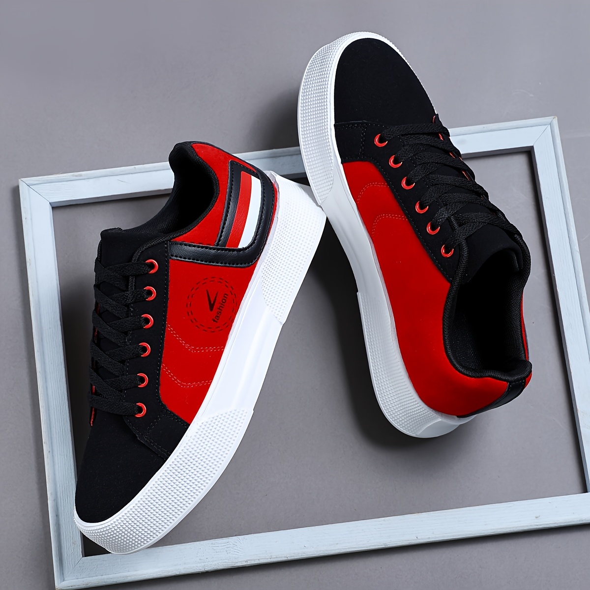 Baskets Homme Kaki Confort Chaussures de sport décontractées pour hommes, baskets basses à lacets, chaussures confortables avec un patchwork multicolore pour un style urbain