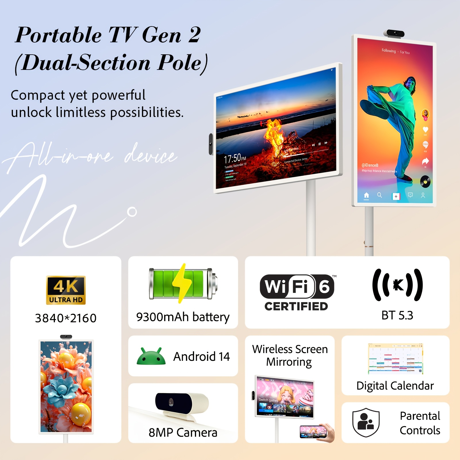 black friday christmas upgrade   32   touchscreen portable tv 16gb 128gb   14 9300mah   gift Product details 2
