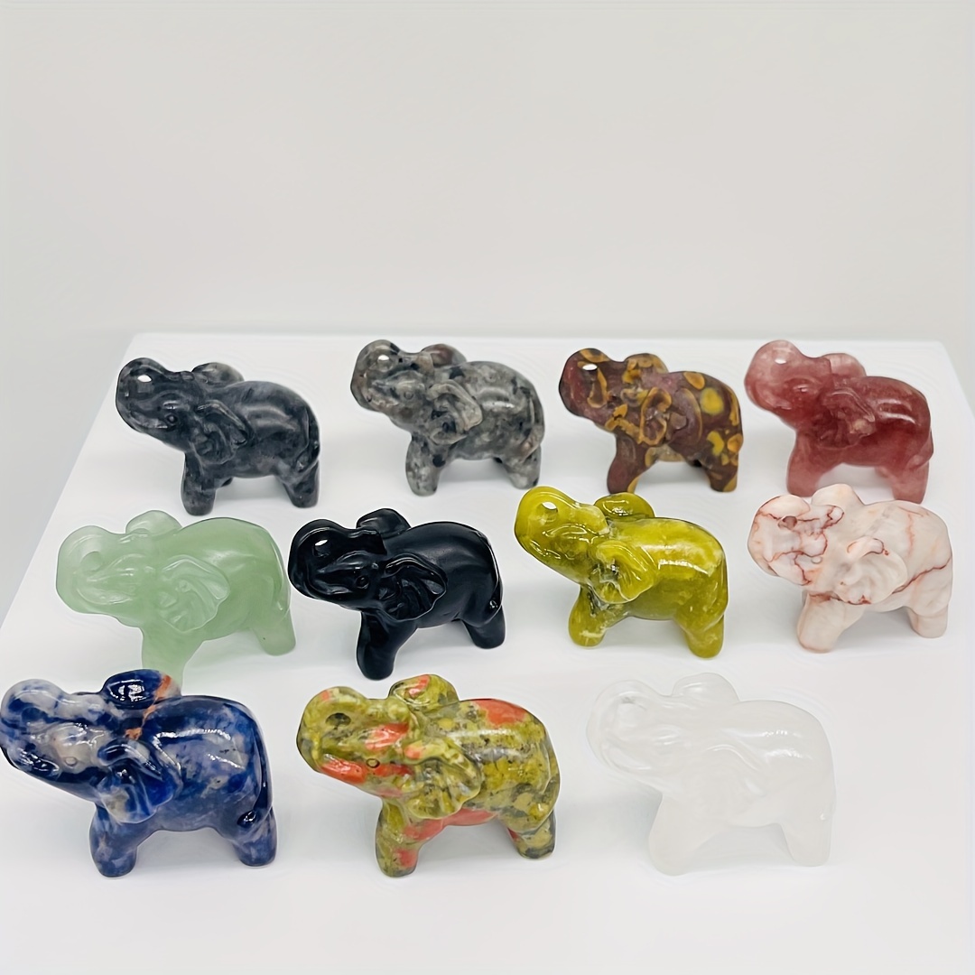 1 шт. 40 мм натуральный кристалл-слиток, вырезанный слон, украшение для дома и офиса, кристальные камни, милый друг-слон, подарок, детали 0