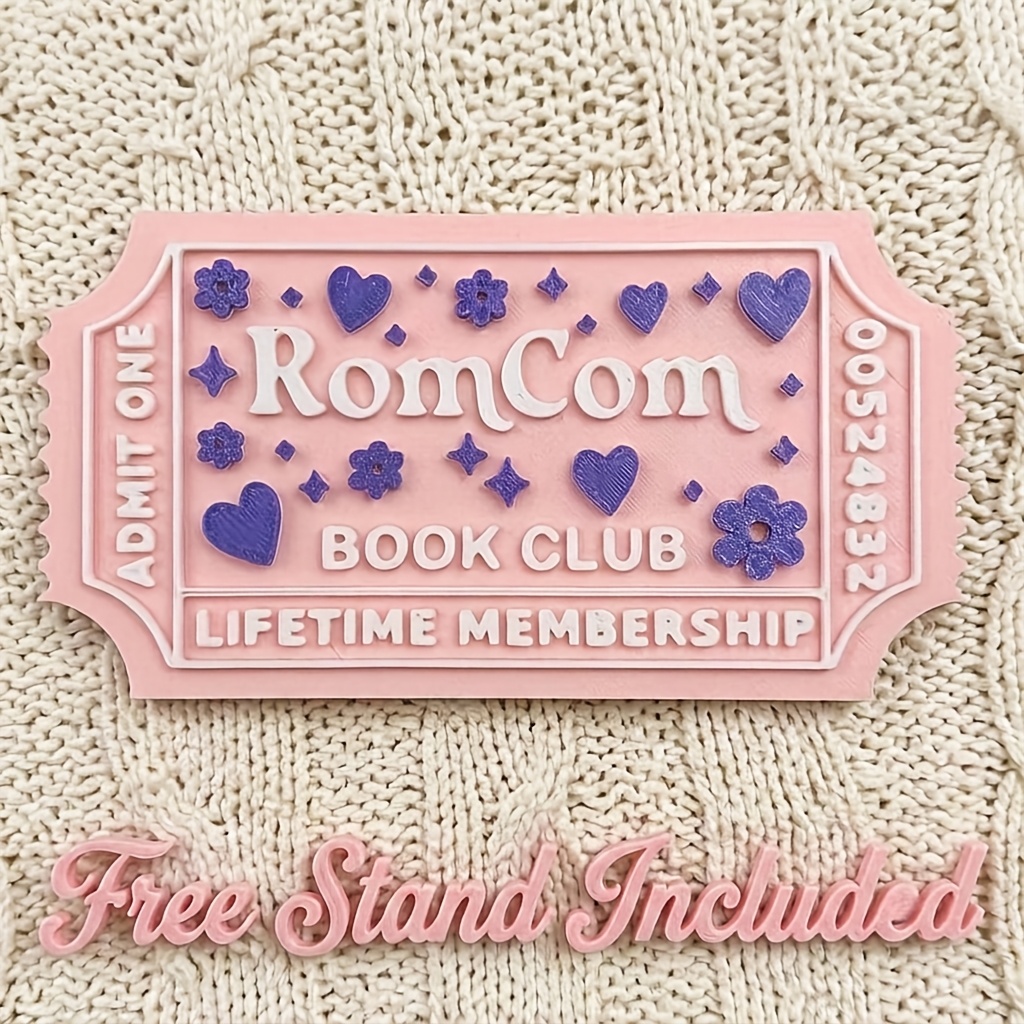 TEMU Book Club Decorative Bill Ornament - Unique Aesthetic Decor, Suitable For Bookshelves, Desks, And Reading Nooks. Durable Plastic Collectible