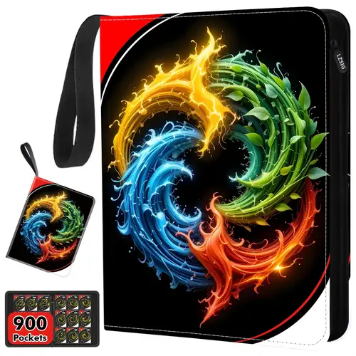 9-Pocket Card Binder - Can Hold 900 Cards with 50 Removable Sleeves, HD * 3-Ring Zipper * Compatible with TCG, MTG Cards, Trading Card Collector Album, Gifts for Boys And Girls 9-Pocket Card Binder - Can Hold 900 Cards with 50 Removable Sleeves, HD * 3-Ring Zipper * Compatible with TCG, MTG Cards, Trading Card Collector Album, Gifts for Boys And Girls