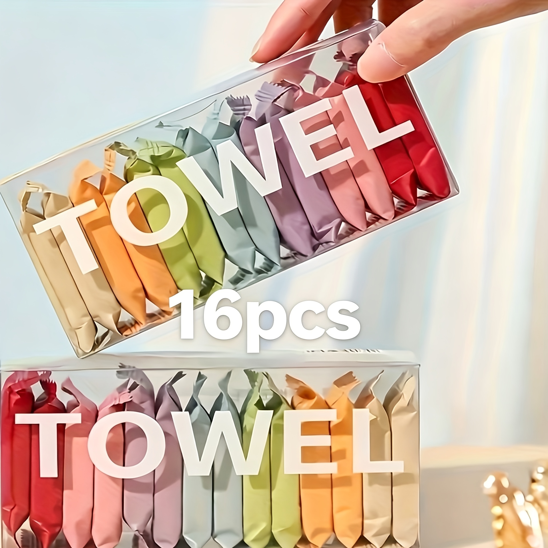 TEMU 16pcs Portable Compressed Disposable Towels, Thickened Compressed Disposable Facial Tissues, Ideal For Travel And Home Use