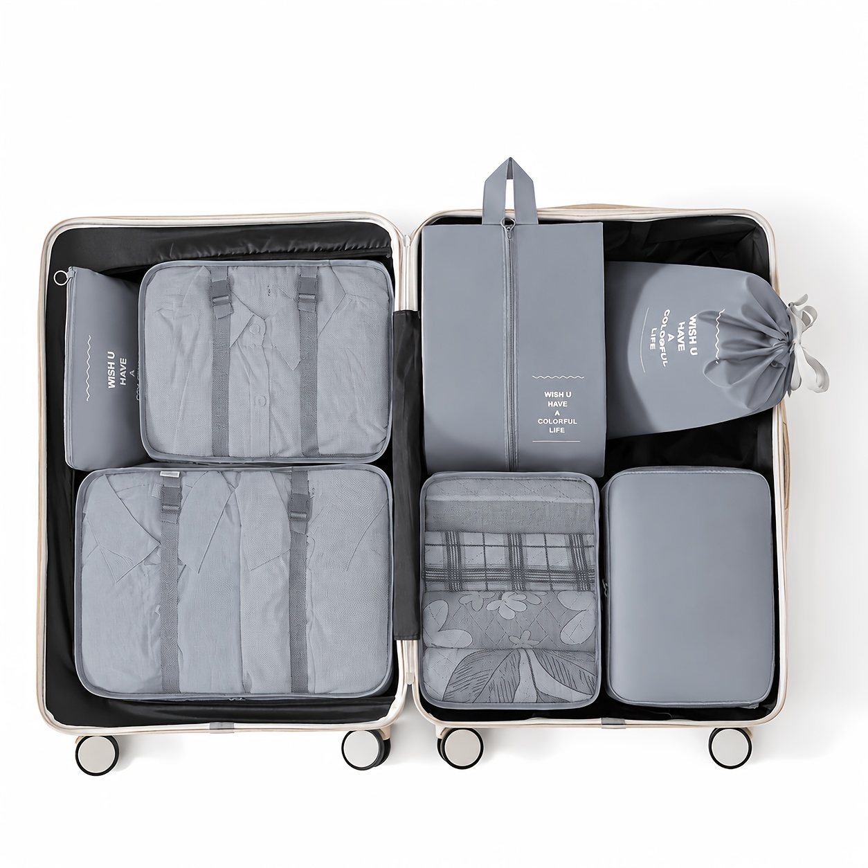 TEMU Multifunctional Storage Bag Set - 7pcs Set, Large-capacity Travel Storage Set - Durable Nylon Material Storage Bag, Travel Storage Set,