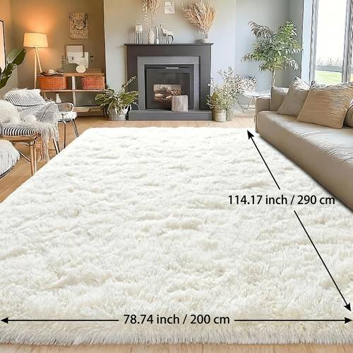 Luxury Shaggy Area Rug 4cm Thick Plush Carpet, Ultra Soft Fluffy Floor Mat with Non Slip Backing, Warm Cozy Rug for Living Room Bedroom Apartment Dorm, Decor, Non Shedding Faux Rug