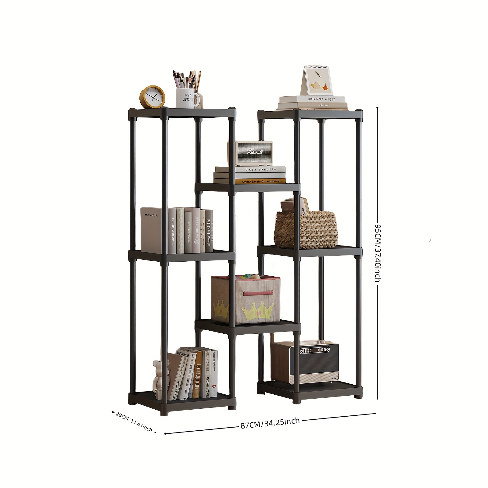 modern look 8 tier matte finish plastic storage shelf versatile organizer for office school and home use 2