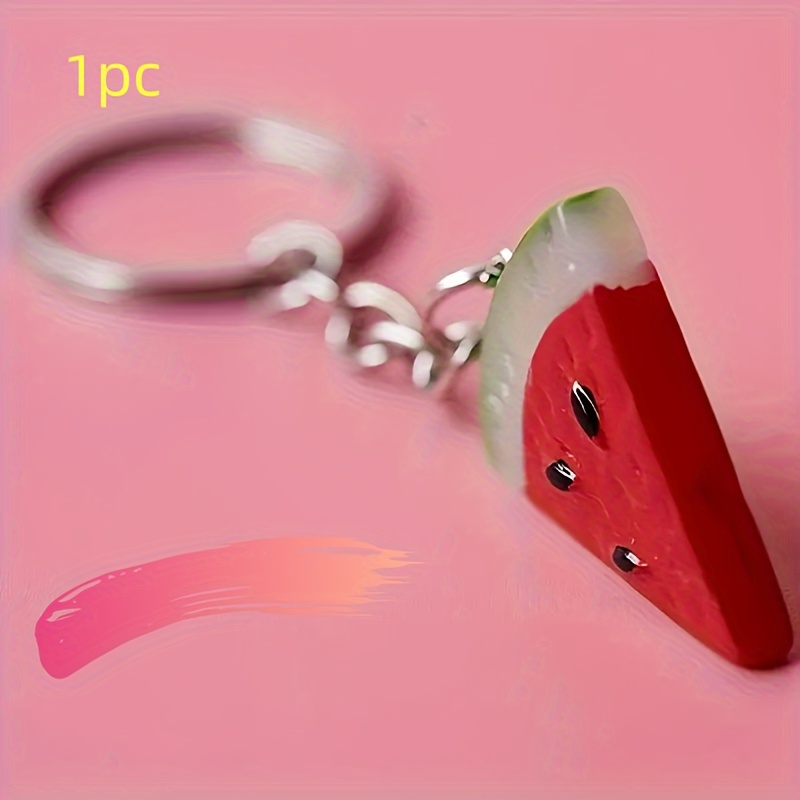 

1pc Realistic Double-sided Watermelon Slice Keychain Cute Creative Fruit Pendant Bag Accessories