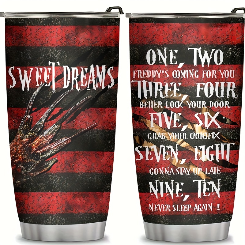 

Festive 20 Oz Stainless Steel Tumbler With Lid - Horror Lovers: Mug, 304 Stainless Steel, Double Wall Insulation, Keeps Drinks Hot Or Cold For 12/24 Hours