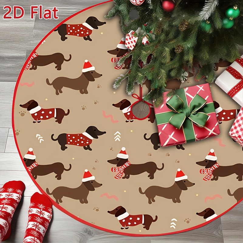 TEMU 1pezzo Festivo Cane e Dachshund di Natale con Abito da Natale - Poliestere, Design a Quadri e con di e di Zucchero, per la Decorazione Natalizia