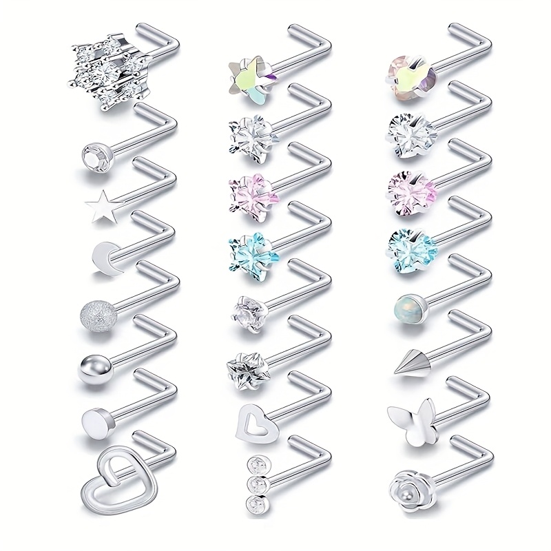thumbnail image 2 of Skyyds Silver Nose Rings Nose Studs Set Surgical Steel Hinged Segment Cz Nose Hoop Hypoallergenic Cartilage Earrings Helix Daith Tragus Sleeper Pierc 2 of 9