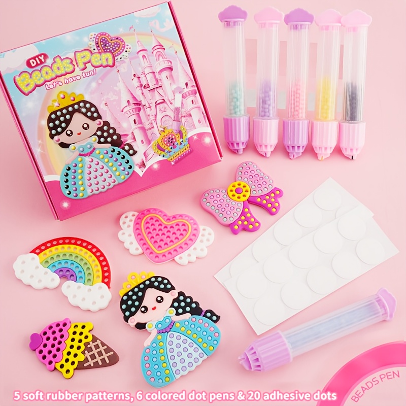 TEMU Handmade Bead Dotting Stickers Little Princess Girl Bead Dotting Pen Toy Making Children's Educational Toys