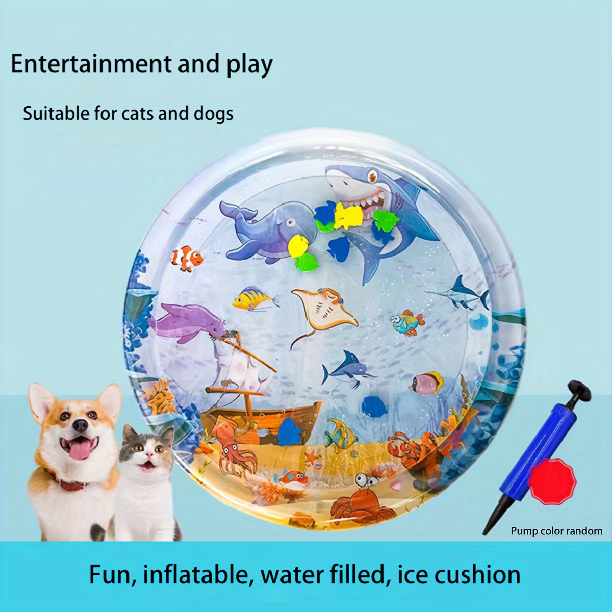 

Cooling Cat Bed Mat With Inflatable Pump - Scratch-resistant Fish Toys, Non-electric Polypropylene Material