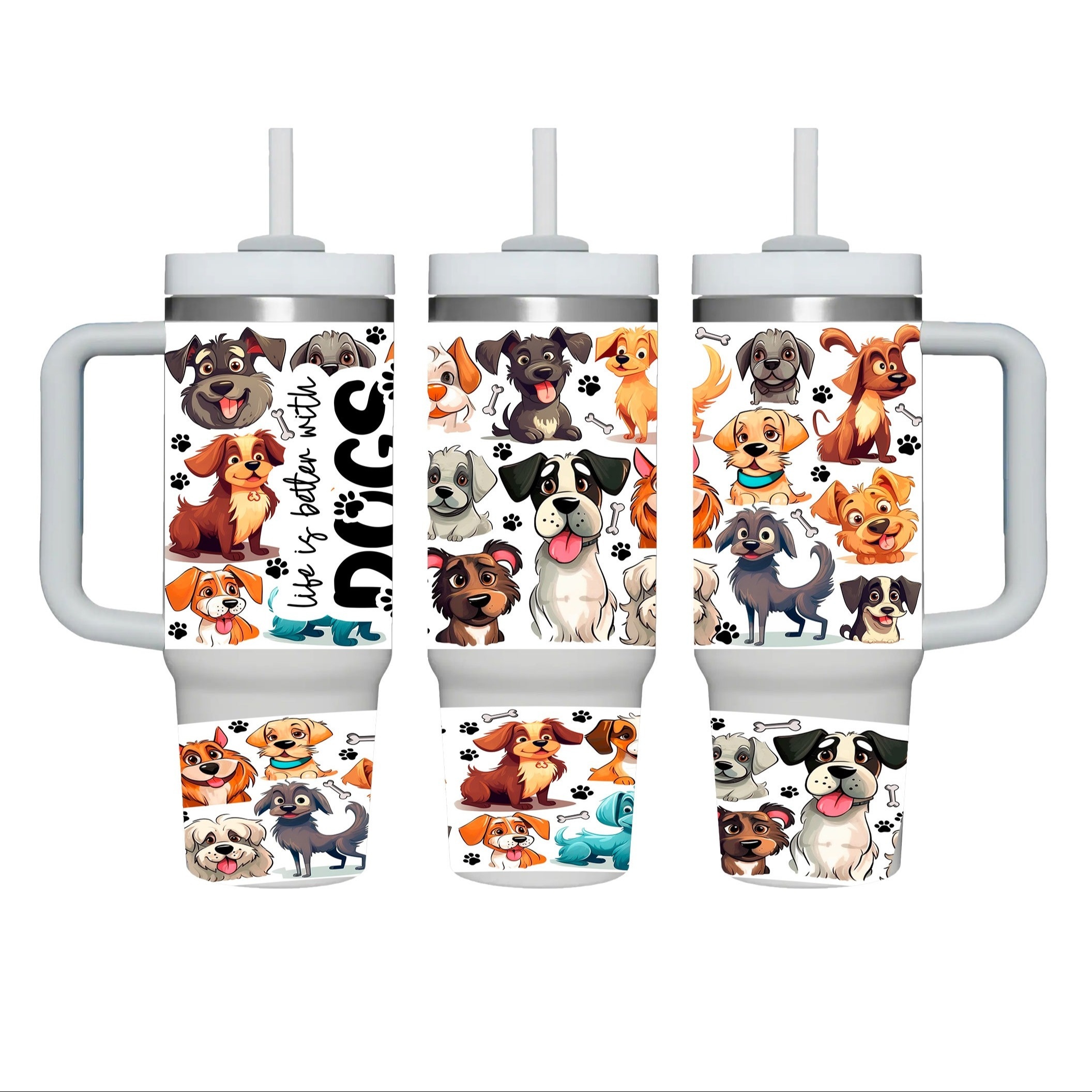 

Life Is Better With Dogs - Adorable Dog Stickers For 40oz Travel Mugs - Diy Decor - Pvc Material