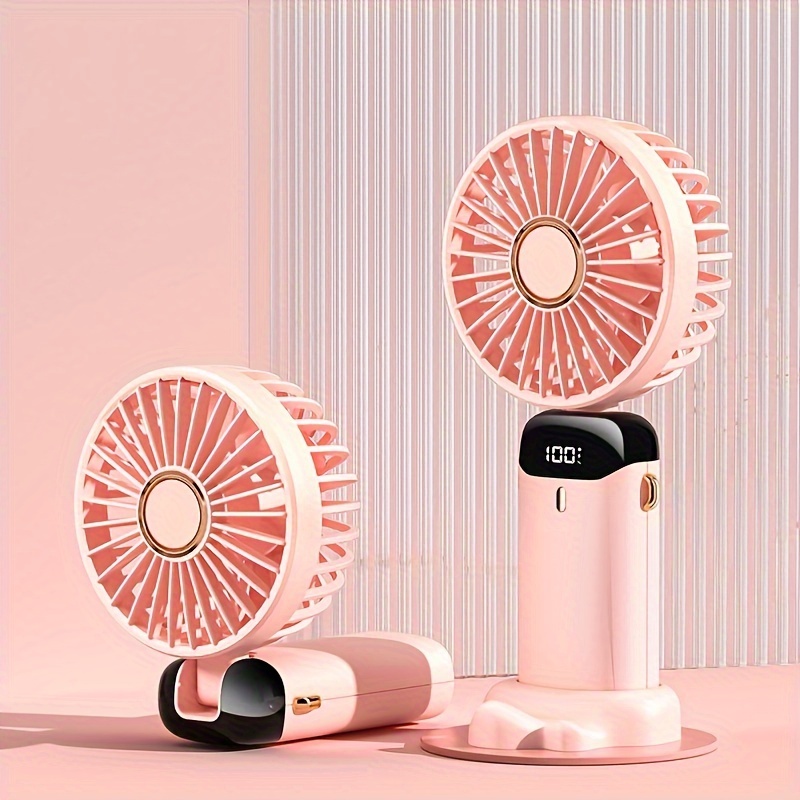 

1pc, Mini Portable Fan, Versatile 5-speed Mini Fan With Led Display - Usb Rechargeable, Foldable, Touch-controlled, Indoor/outdoor Portable Fan