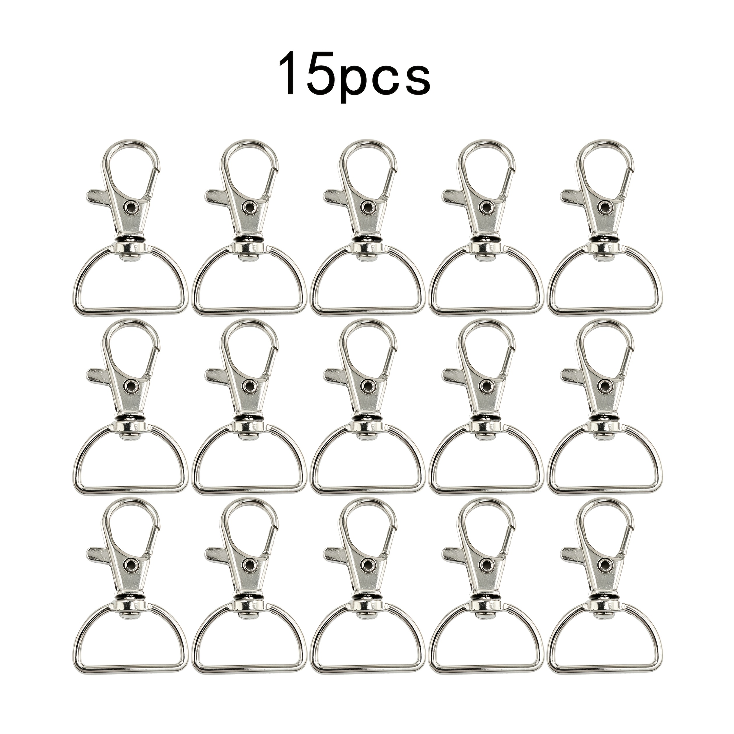 TEMU 15pcs Fermoirs de argentés rotatifs à avec porte-clés de D, crochets de porte-clés à pression en métal, accessoires de quincaillerie main pour