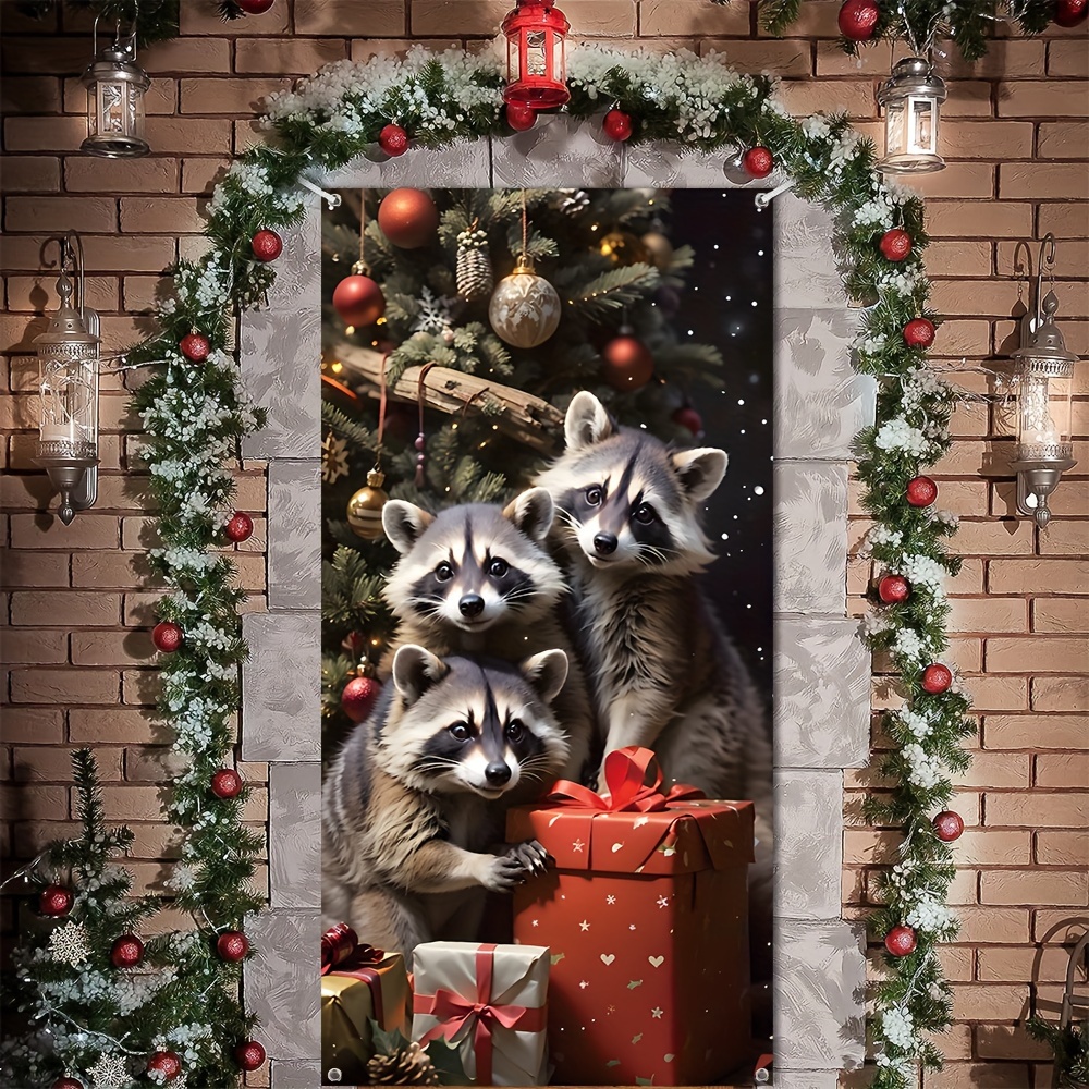 

Festive Raccoon Christmas Tree Decoration - 35.4" X 70.8" (90cm X 180cm) - Reusable And Washable - 20ft/6m Rope - Perfect For Entry, Room, And Multi-purpose Use - No Electricity Required