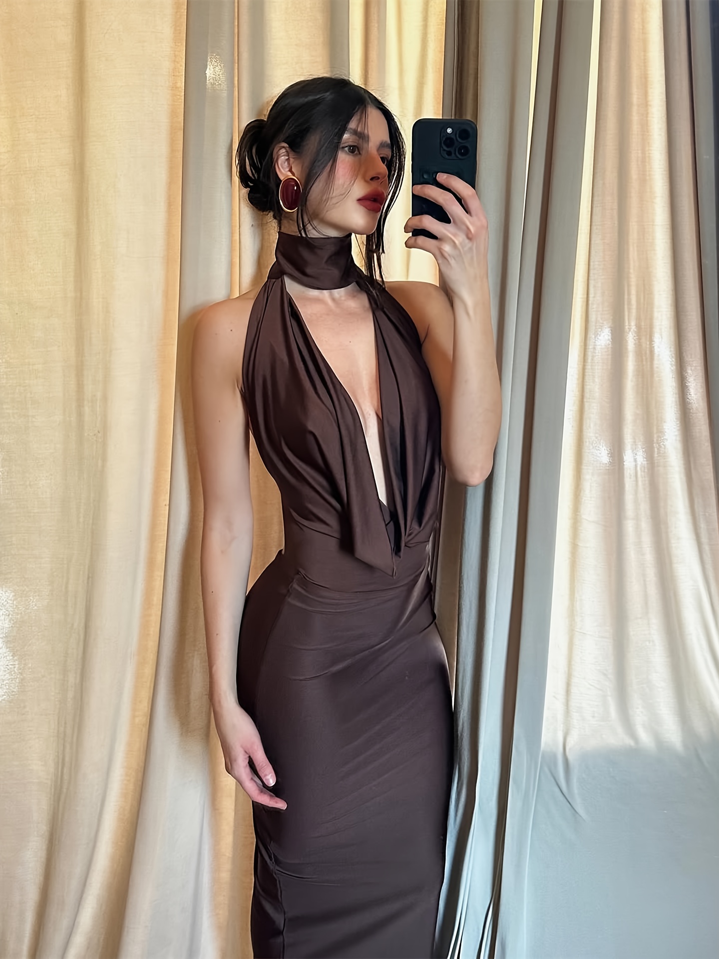 dark brown dress sold on Temu United States