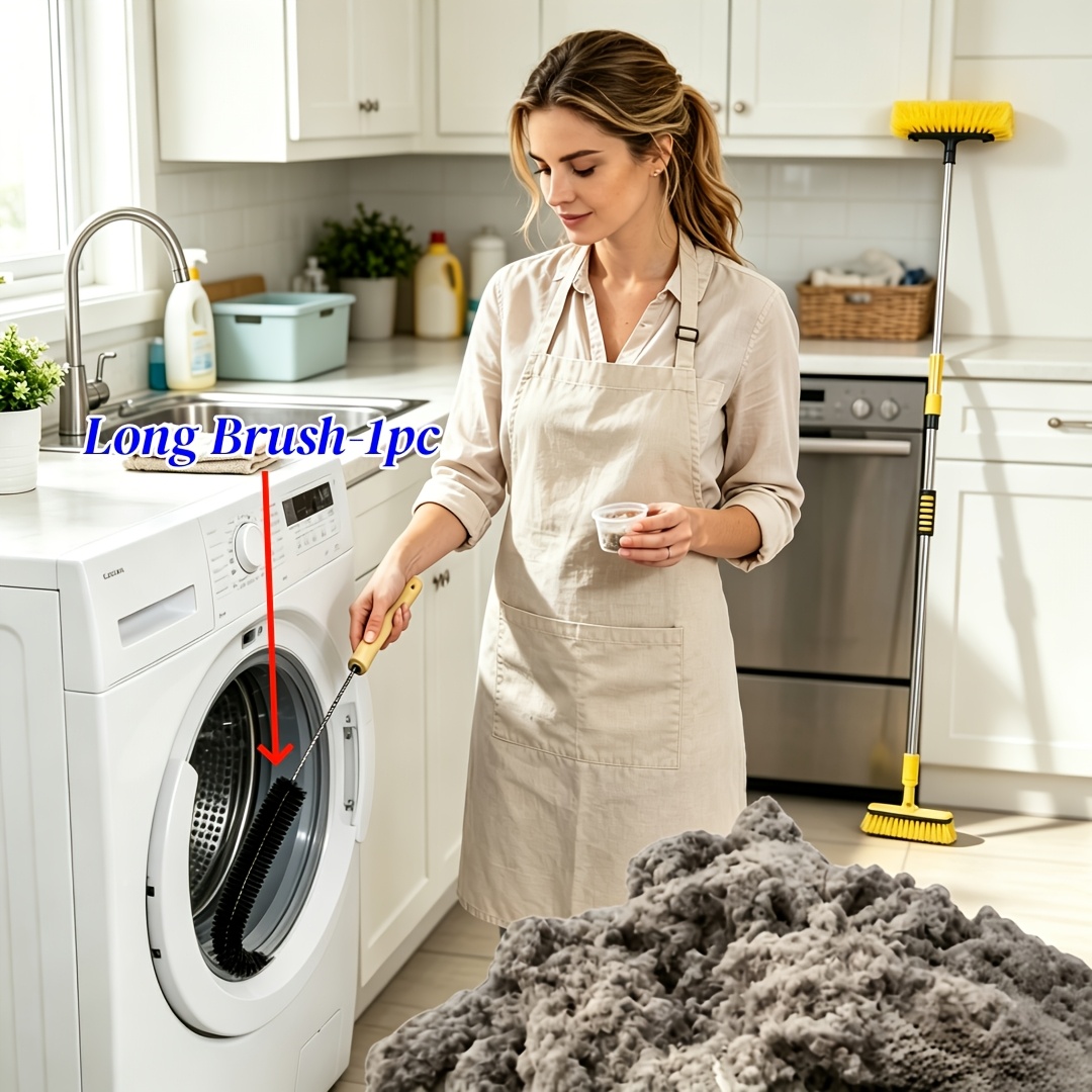 TEMU 1pc Clothes Dryer Lint Filter Cleaning Brush, Washing Machine Dryer Filter Brush, Remover, Long Refrigerator Coil Brush, Pipe Cleaning Brush,
