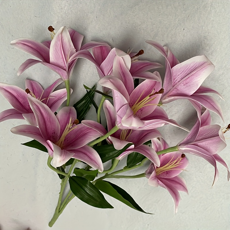 Image of 1-bouquet Lattby Realistic Artificial Lily Flowers - Wedding & Engagement Centerpieces, No Maintenance Elegant Table Decor Suitable For Home, Weddings, Engagements - Container Not Included