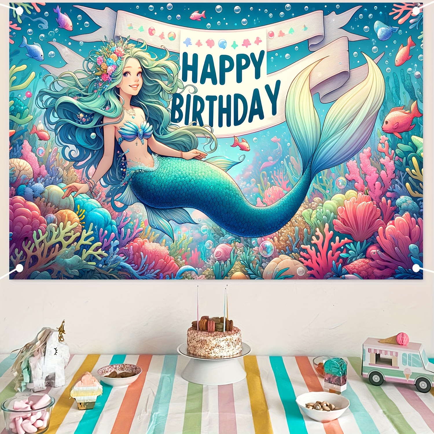 Little Mermaid Party Decoration Paper Blue Bubble Garlands Transparent Hanging  Bubbles Streamer Banner Backdrop Ocean Sea Beach Pool Side Girls Birthday  Party Supplies, Don't Miss Great Deals