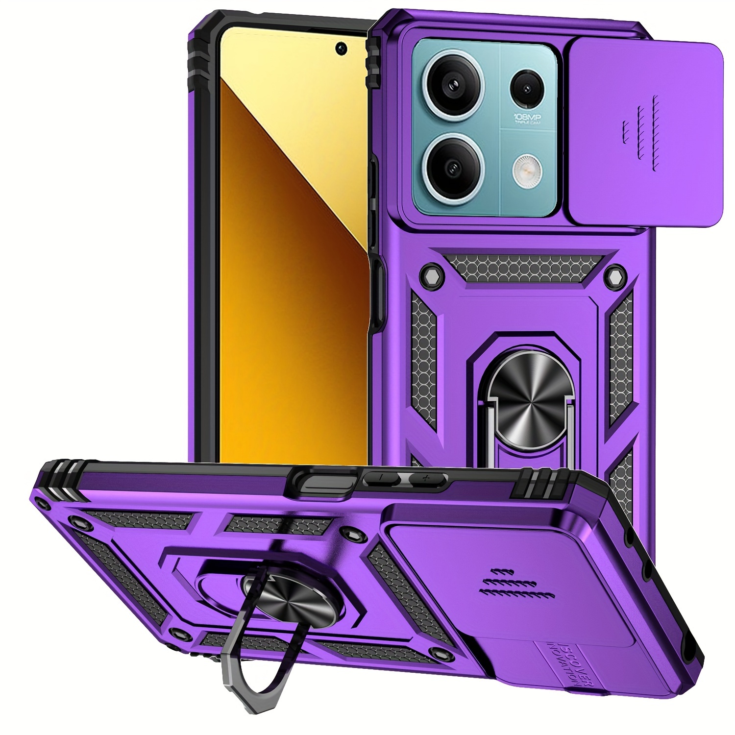 

Shockproof Heavy Hard Phone Case With Metal Stand For /13 Pro 5g - Lens Protector Included