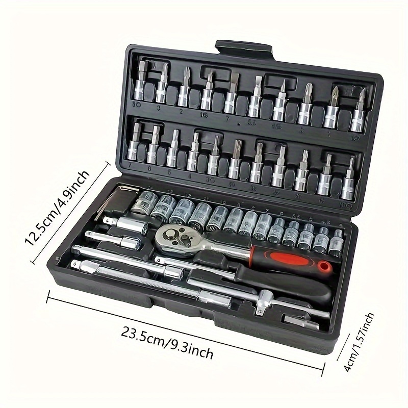 TEMU Automotive Maintenance Kit Sockets, Wrenches, And Drills - Includes A Box Set For Motorcycle And Car