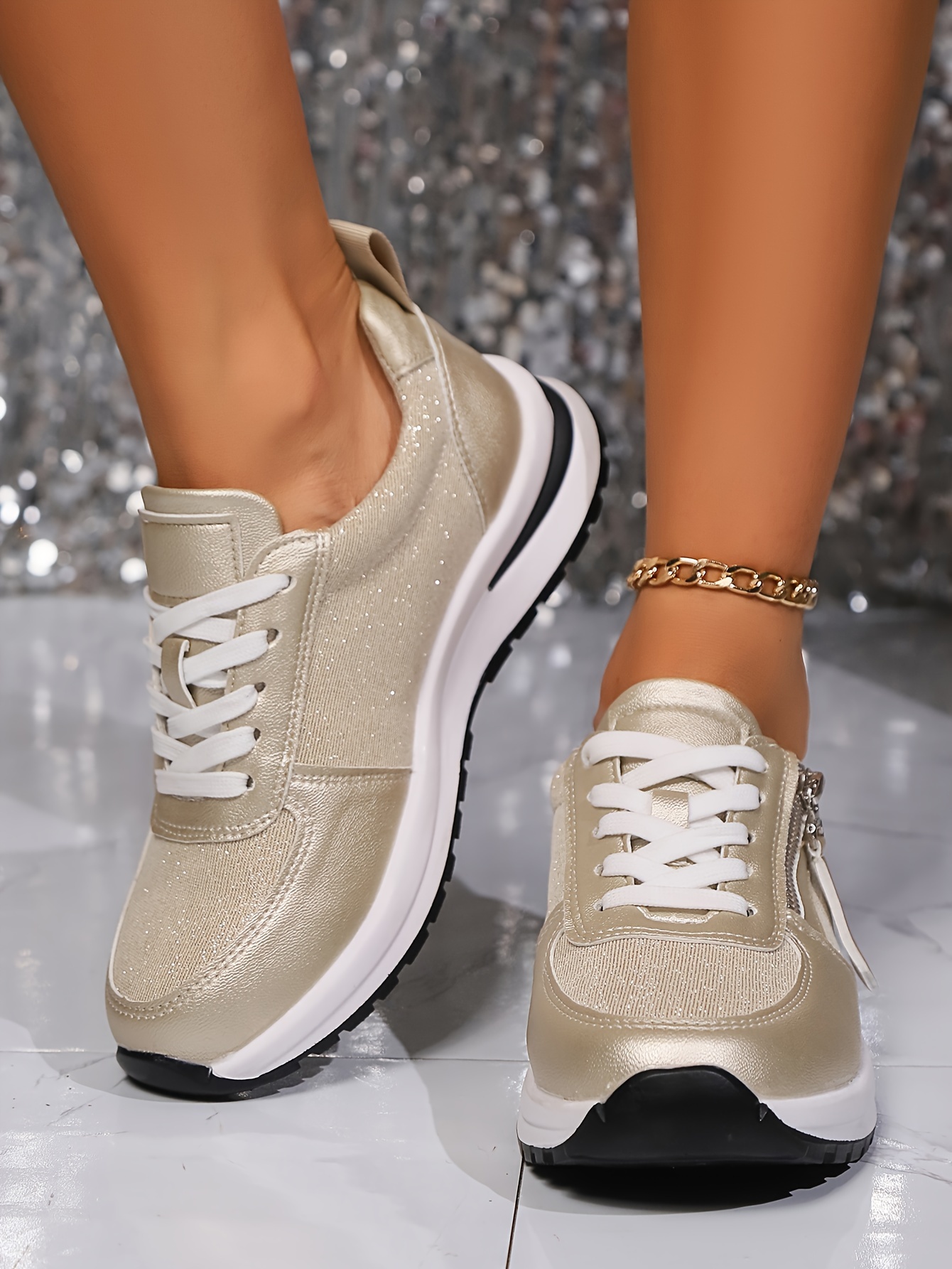 Zapatillas Cómodas con Cordones para Mujer Gruesa Zapatos Casuales  con Cubierta Falsa para