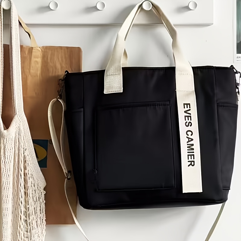 TEMU New Style Women's Casual Shoulder Underarm Bag, Contrasting With Fixed Shoulder Strap, Fashionable And Versatile, Large Capacity Can Hold Books,