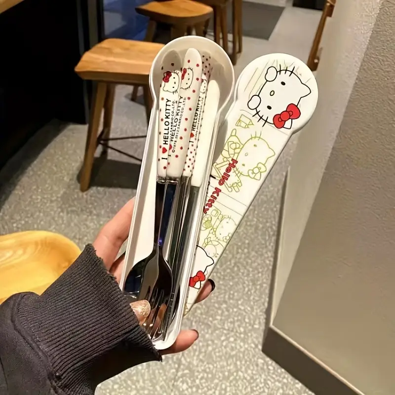 for , for & for stainless steel flatware set - 3pcs cute character cutlery with portable case, 304 stainless steel chopsticks for home, travel, parties, outdoor - collectible gift for fans, themed party supplies, cooking essentials, themed utensils, bright cutlery, steel silverware, sliverware set, sturdy cutlery, lovers Product details 2
