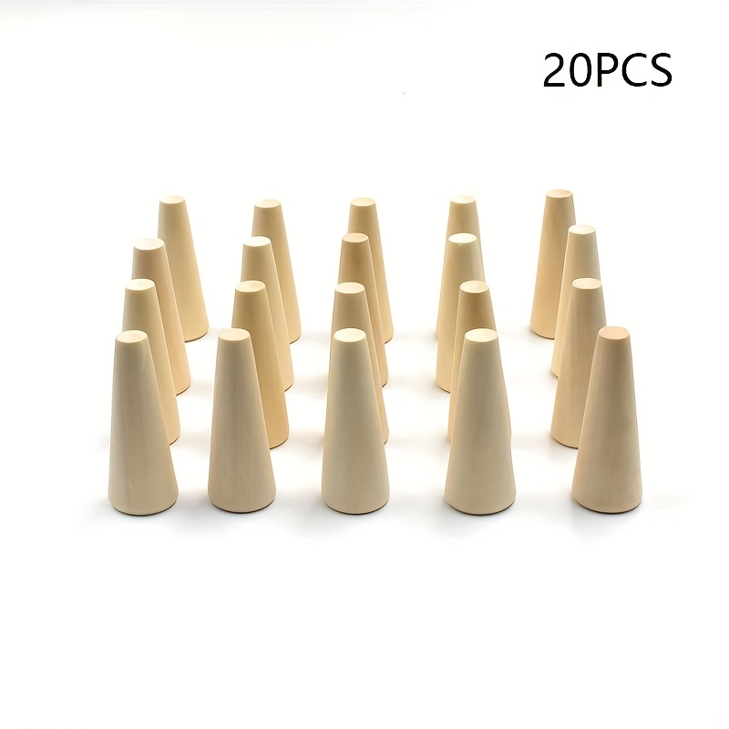Image of 20pcs Natural Wooden Cone Beads - Tapered Craft Beads For Jewelry Making, Diy Crafts, Home Decor - Decorative Wooden Beads For Display &