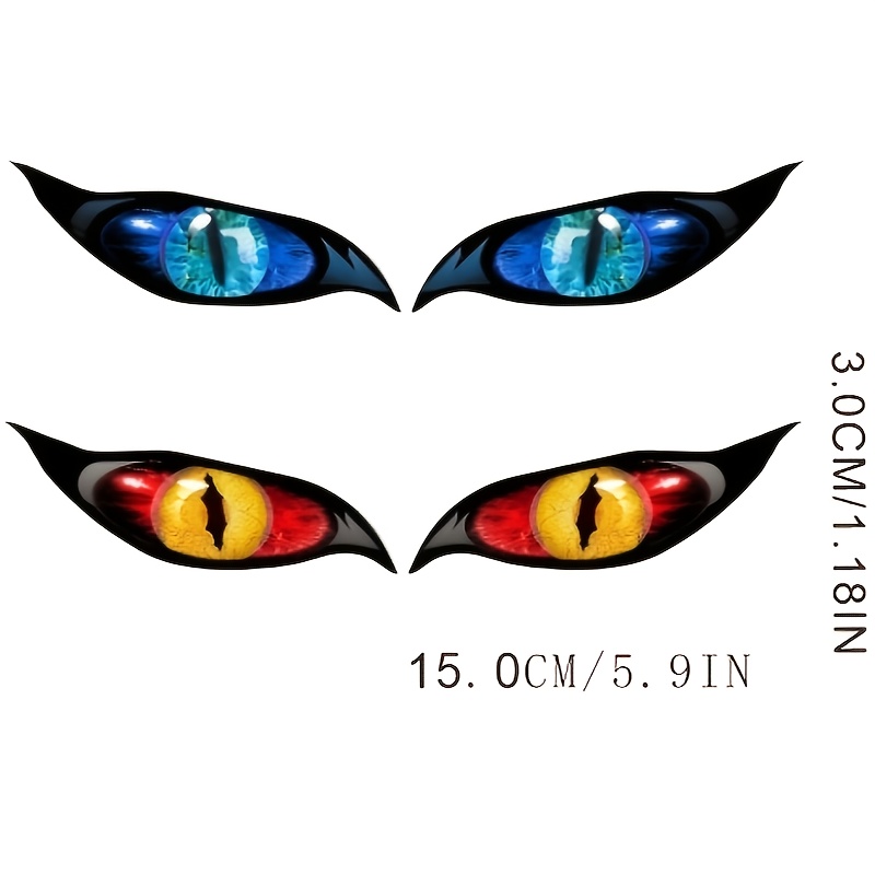 2pcs Demon Zombie Eye Car Stickers - Waterproof Pvc Vinyl Matte Self-adhesive Decals, Irregular Shape Anime With Glowing -like Black/ For Cars, Motorcycles, Helmets, Rearview Mirrors - & Stick Horror