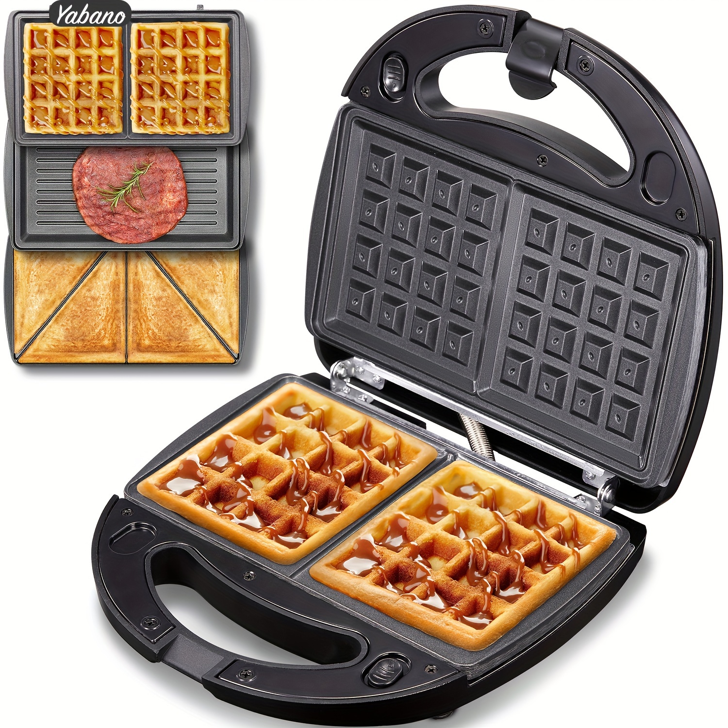 

Yabano Sandwich Maker, 3 In 1 Waffle Maker, Toaster And Electric Grill With Non-stick Coating Plate, Easy To Clean, Fast Heating