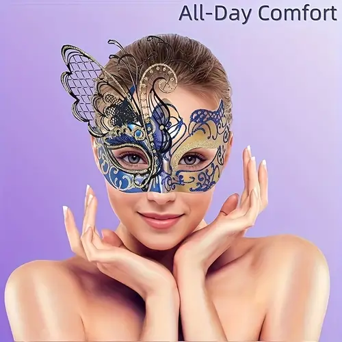 womens venetian mask elegant design with two tone blue golden formal party wedding costume accessory lightweight durable for masquerade mardi gras prom venetian masquerade mask mardi gras accessory decorative rhinestones durable costume piece