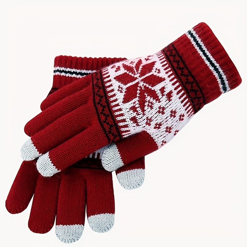 TEMU Gants d'hiver à écran tactile de neige, doublés en polaire chauds, pour fête de Noël - Style unisexe