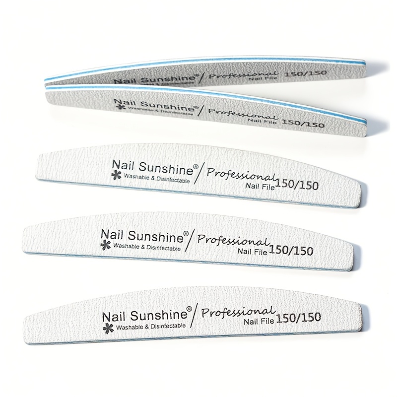 TEMU 5pcs Set 150/150 Grit Double-sided Nail Files, Washable, Reusable, Nail Buffing Blocks, Manicure Tools, Suitable For Natural And Acrylic Nails,