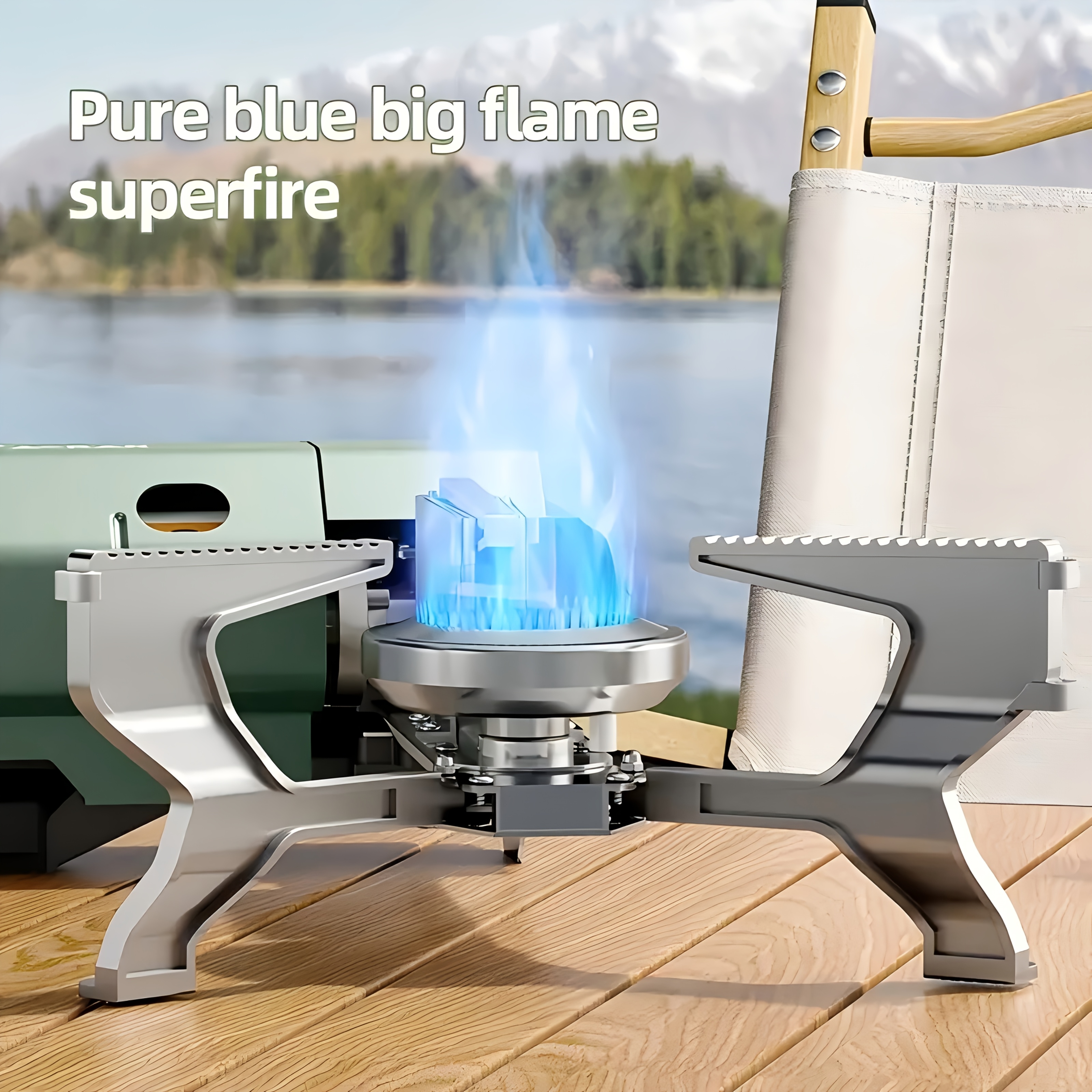 Portable Carb Stove with Piezoelectric Ignition, Automatic Locking Device for Easy Operation, Lightweight & Foldable Design, Perfect for Camping, Picnics, and Outdoor Cooking - Available in Coffee, Cream, and Green, Picnic Essentials | Triangular Structure | Durable Outdoor Stove
