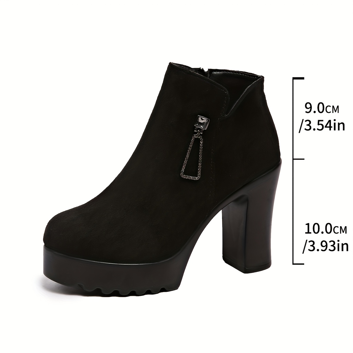 Women's Chunky Heel Short Boots Side View