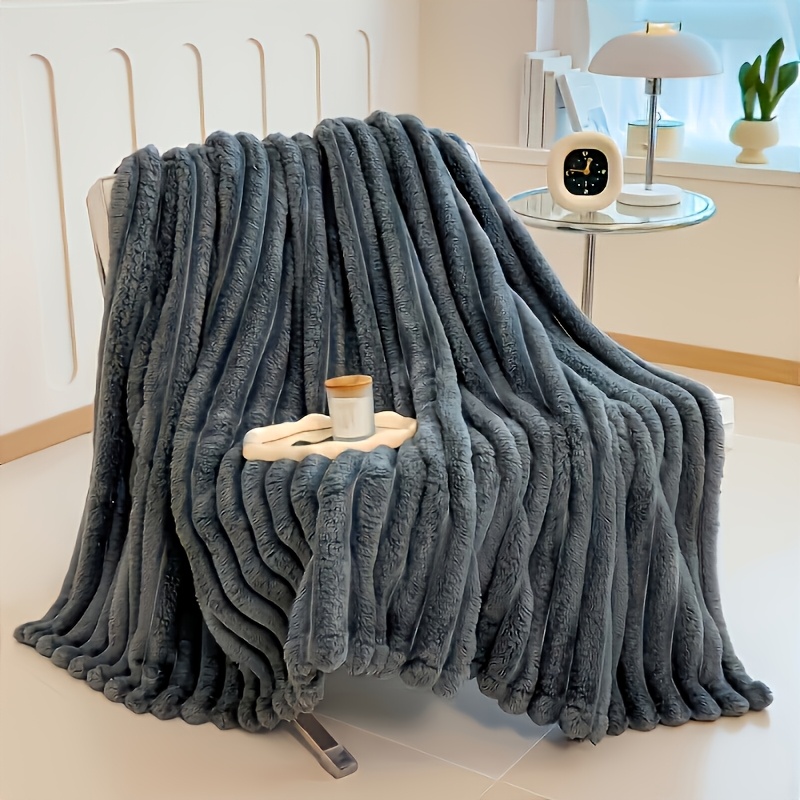 Image of 1pc Outdoor Blanket Thickened Blanket Soft And Comfortable, Imitation Rabbit Hair Double-sided Blanket Warm Blanket, Camping Hiking Leisure Outdoor Blanket