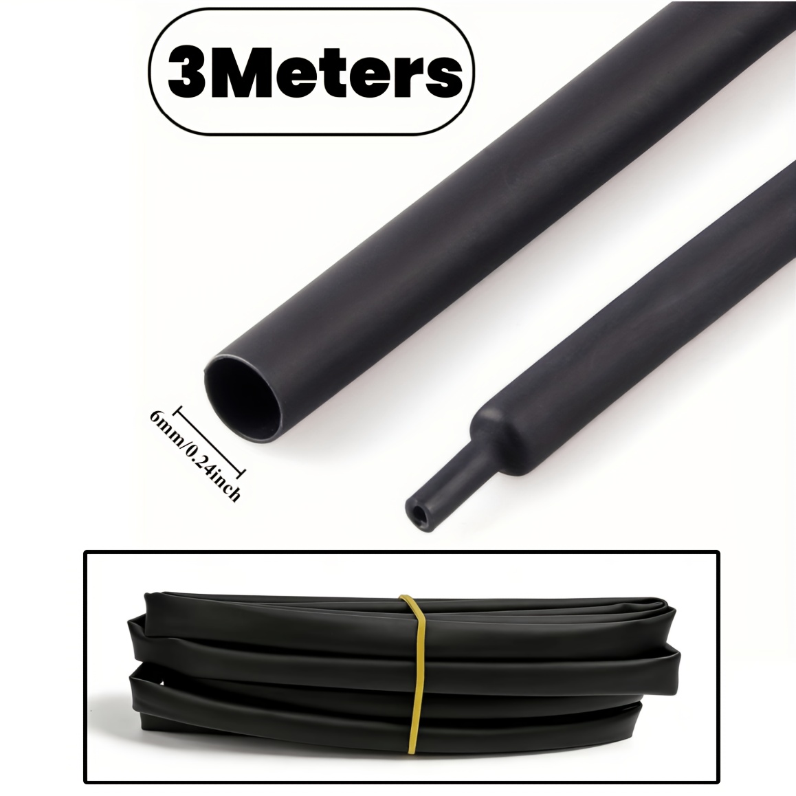 TEMU 3 Meters 1.5 2.5 3 4.5 6 8 10 12 14 16 18 20 25 30 40 50 Mm 2:1 Heat Shrink Tube Polyolefin Thermal Cable Sleeve Insulated