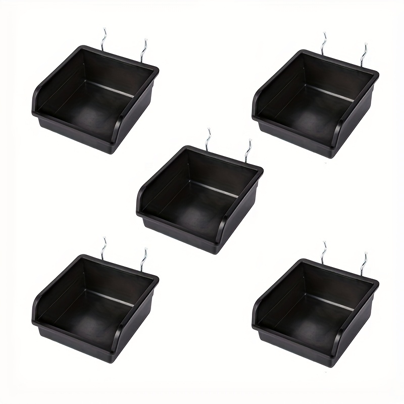 5pcs Pegboard Accessories, Angled Mouth Thickened Parts Storage Box, Square Hole Pegboard Hook Organizer, Plastic Parts Box