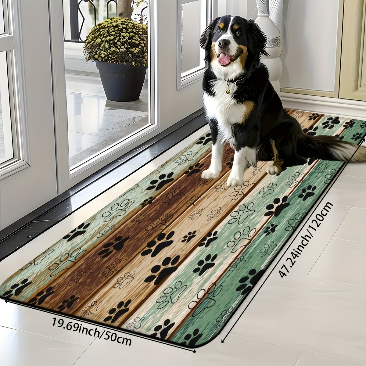 TEMU 1pc Creative Retro Wood Grain And Dog Paw Print Pattern Sponge Mat, Non-slip Litter Box Pad For Cats & Small Animals - Soft Absorbent Machine