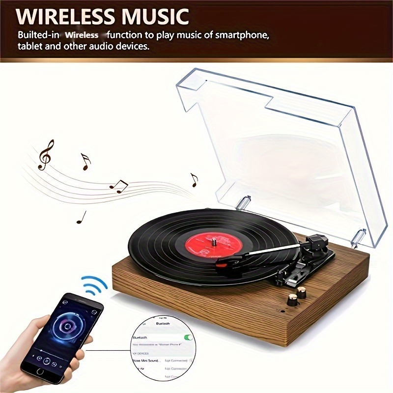 Wooden Gramophone Phonograph Bluetooth Speaker,Aux-in, USB Port