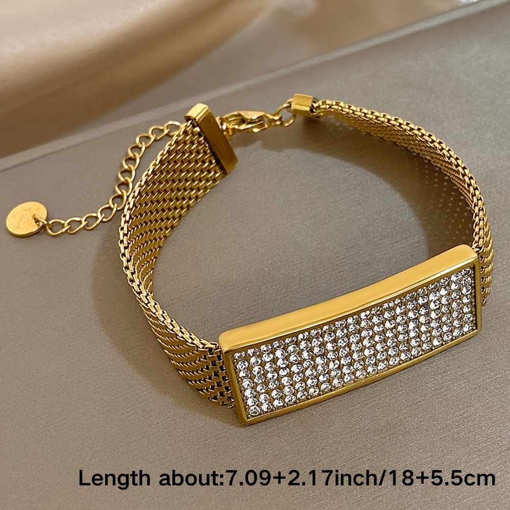 Sparkling Rhinestones Stainless Steel Bracelet for Women