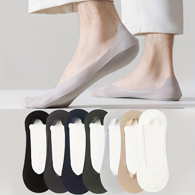 

7 Pairs Of Men's Solid Color Anti Odor & Sweat Absorption No-show Socks, Comfy & Breathable Thin Socks, For Daily & Outdoor Wearing, Spring And Summer