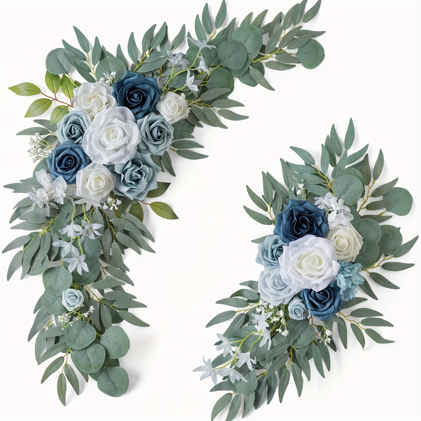 Ponatia Arch Flowers (2pcs), Artificial Gray-blue Flowers And Welcome Sign Decorations For Wedding Receptions