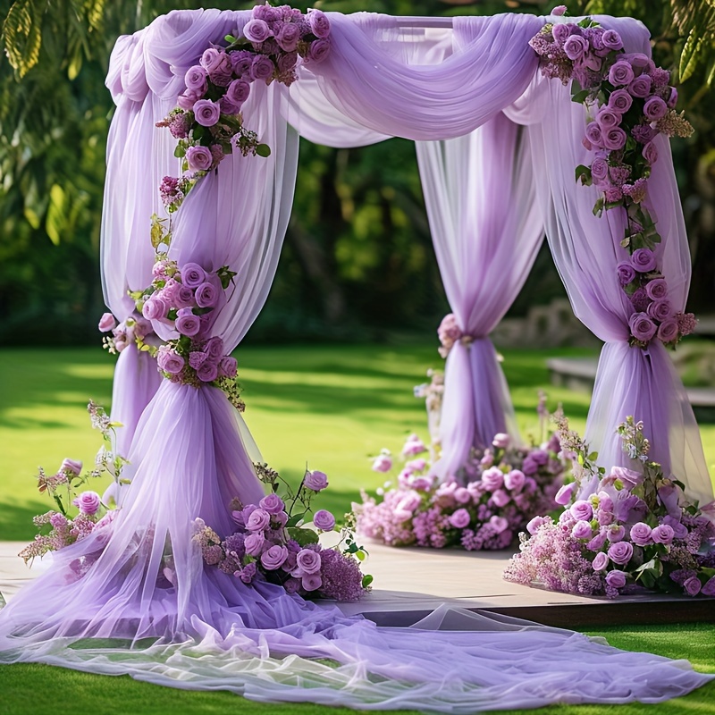 

1pc, 26.2ft Large Size Romantic Arch Curtain Fabric, 315in Light Purple Chiffon Fabric Curtains, Bar Yarn Wedding Arch 8.9yds Wedding Reception Gift Decoration